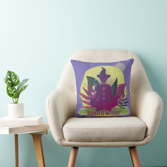 Coussin Sorcières Halloween Yoga Namaste (Chaise)