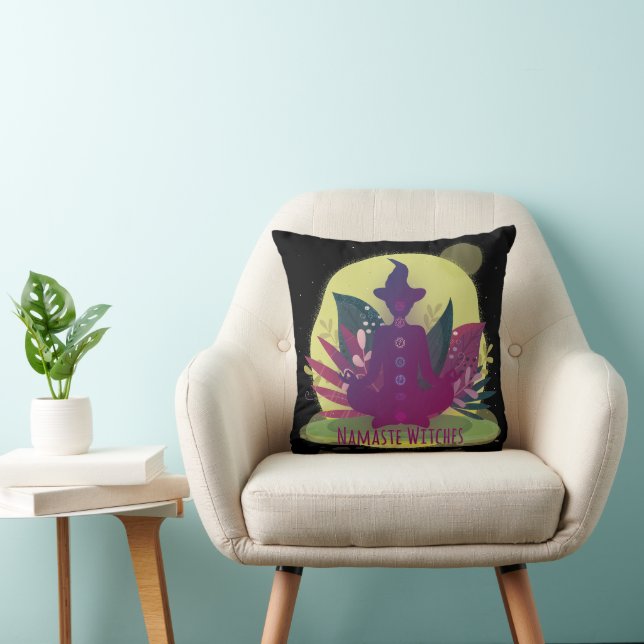 Coussin Sorcières Halloween Yoga Namaste (Chaise)