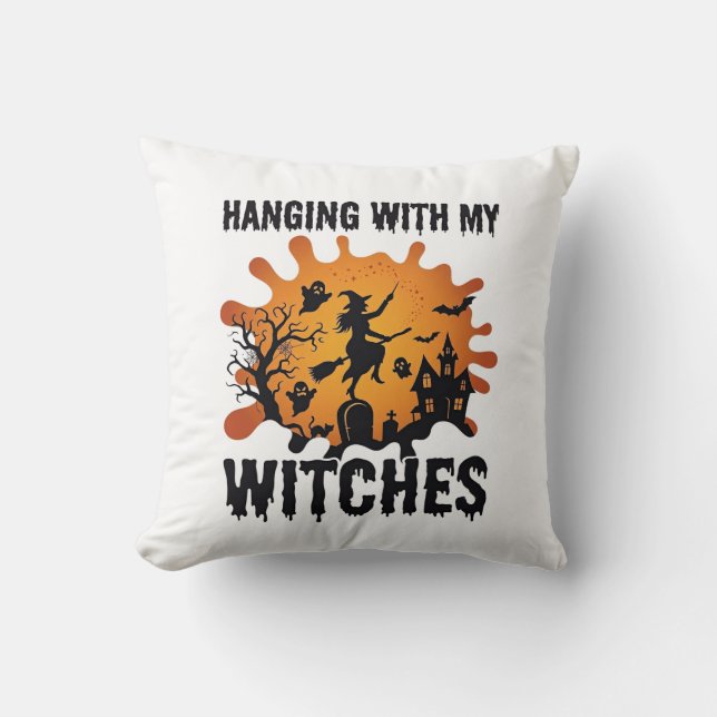 Coussin Sorcières suspendues Halloween Balai de sorcière M (Recto)