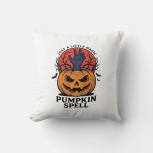 Coussin Sortilège de citrouille vintage Halloween sorcière