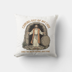 Coussin Sortir de ma grotte drôle chrétien vintage shirt