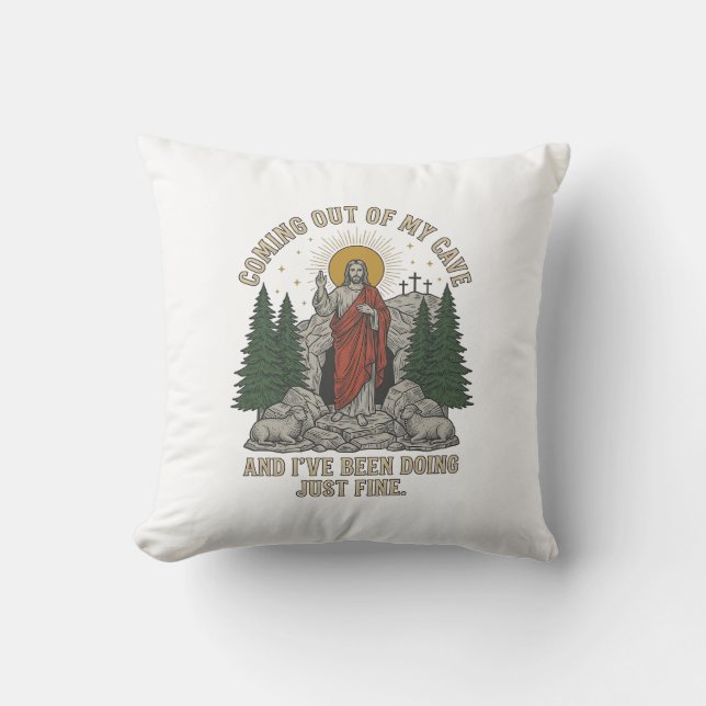 Coussin Sortir de ma grotte Résurrection Parole T-Shirt De (Recto)