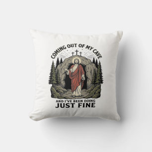 Coussin Sortir de ma grotte Vintage Religieux Drôle de Che