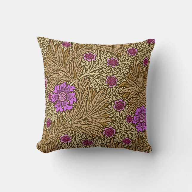 Coussin Souci, brun, beige et violette de William Morris (Recto)