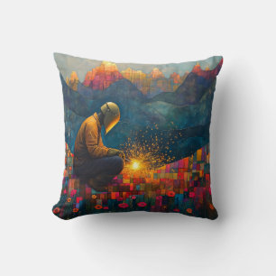 Coussin Soudage - Paysage de montagne avec étincelles