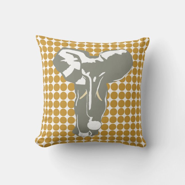 Coussin Soudan Brown Safari point avec Pop Art Elephant (Recto)