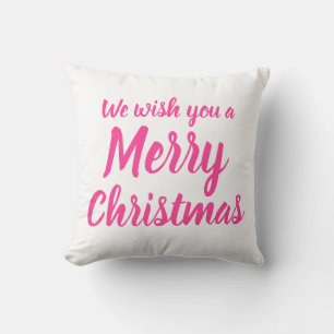 Coussin Souhaitez-vous un Joyeux Noël rose
