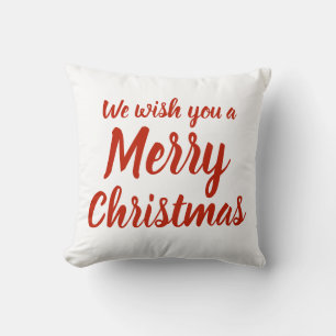Coussin Souhaitez-vous un Joyeux Noël Rouge Blanc