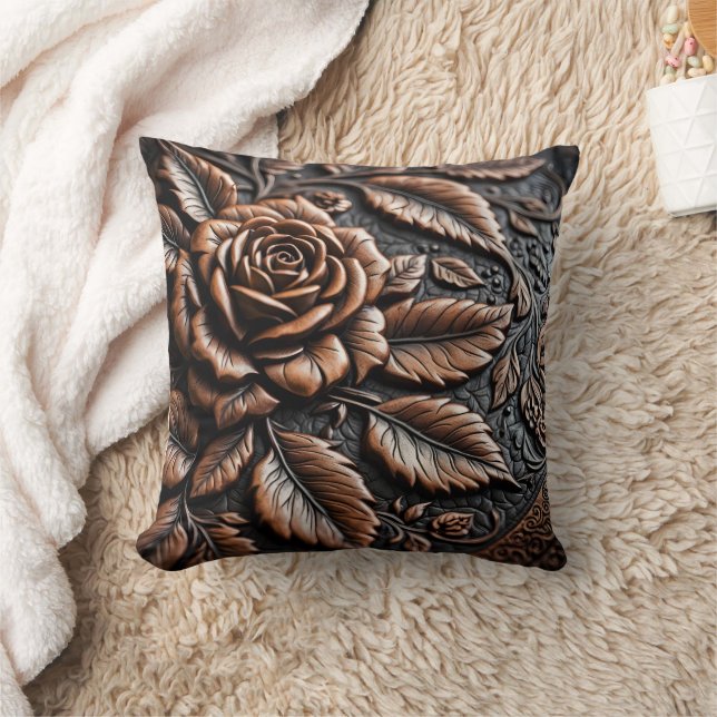 Coussin Soulagement Rose complexe sur cuir foncé (Couverture)