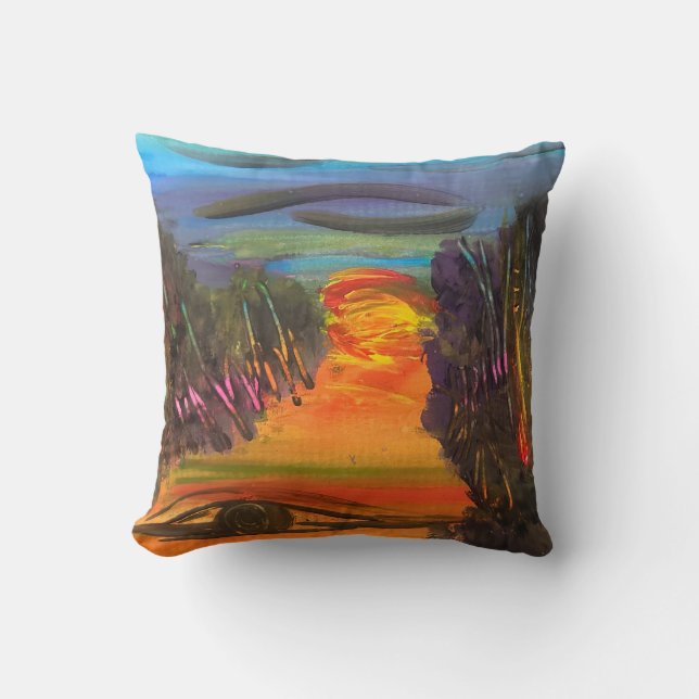 Coussin Soulful Horizon Hand Painted Design  (Recto)