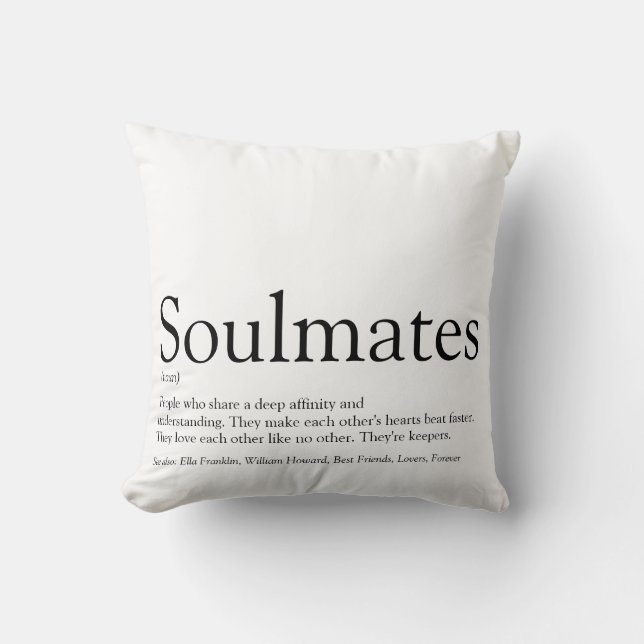 Coussin Soulmate Personnalisé Définition Noir Et Blanc (Recto)