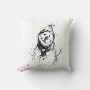 Coussin Souriant joyeux bonhomme de neige