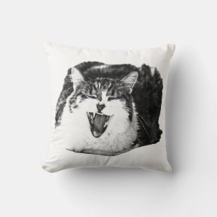 Coussin Sourire endormi, chat en peluche