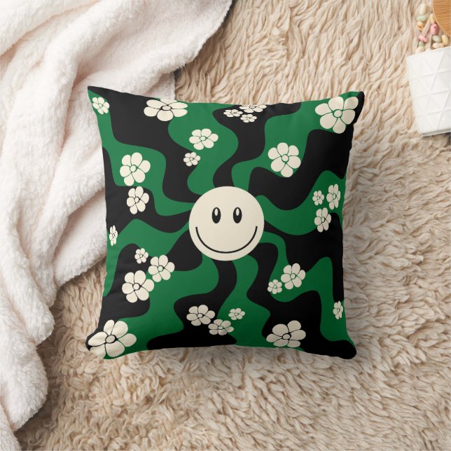 Coussin Sourire - Vert, Crème et Noir (Couverture)