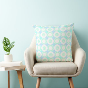 Coussin Sourires amicaux Aquamarine Bleu Blanc