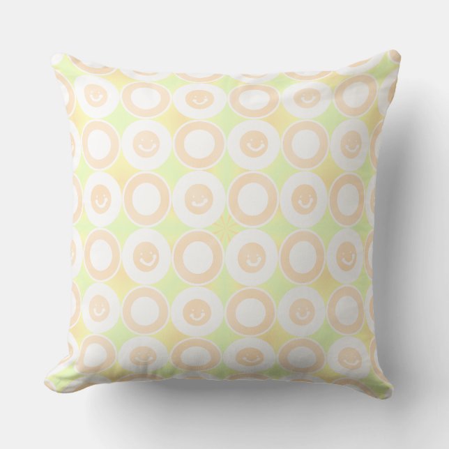 Coussin Sourires amicaux Aquamarine Pomade Blanc (Recto)