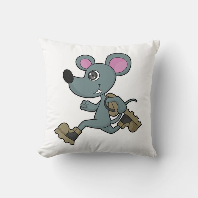 Coussin Souris comme coureur avec sac à dos (Recto)