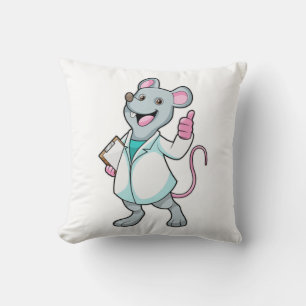 Coussin Souris comme docteur avec manteau de docteur