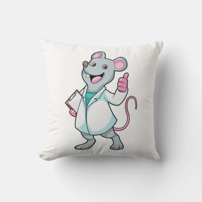 Coussin Souris comme docteur avec manteau de docteur (Recto)