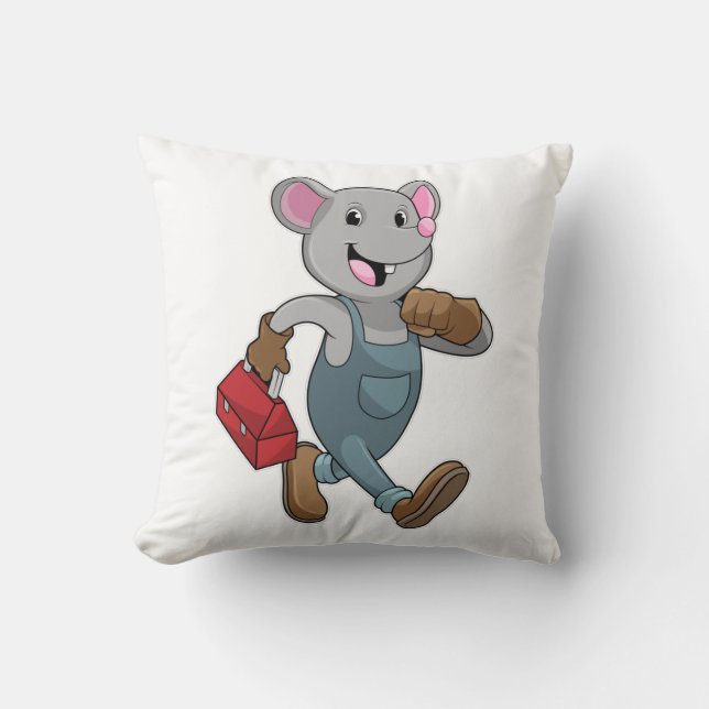Coussin Souris comme homme de main avec Boîte à outils (Recto)