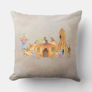 Coussin Souris de campagne automnale et scène Citrouille