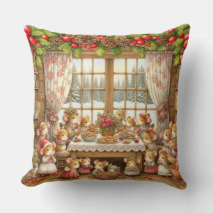 Coussin Souris de famille à Noël