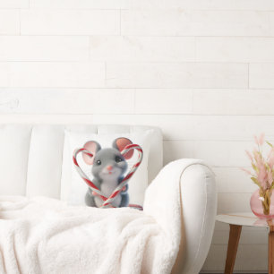 Coussin Souris de Noël avec coeur Sucre de canne