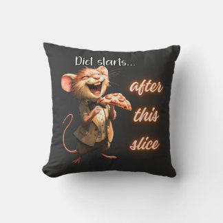 Coussin Souris de régime pizza drôle design