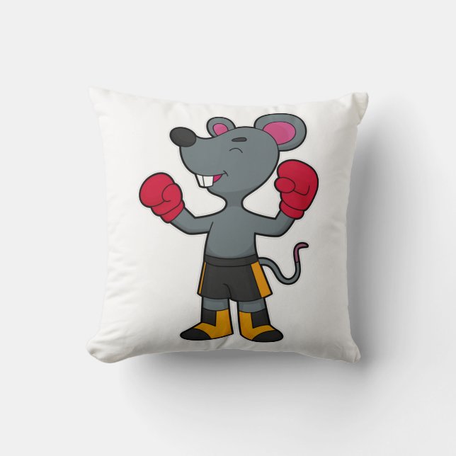 Coussin Souris en boîte avec gants de boxe (Recto)
