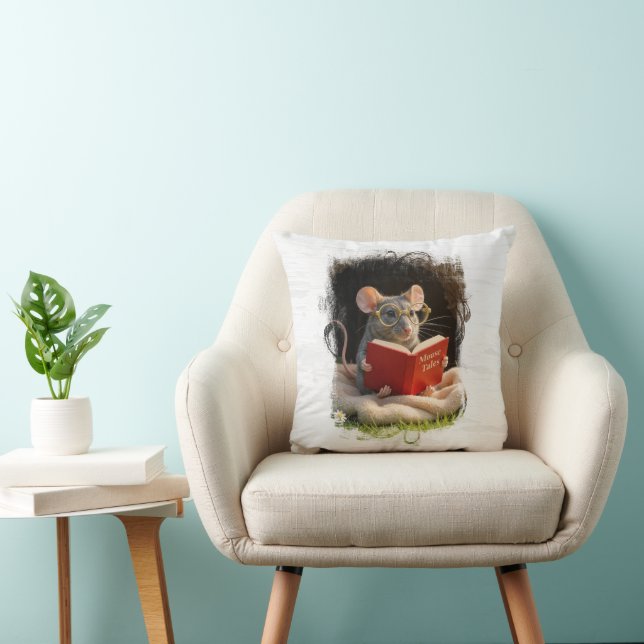 Coussin Souris lisant un livre (Chaise)
