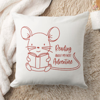 Coussin Souris Mignonne Lisant un Livre