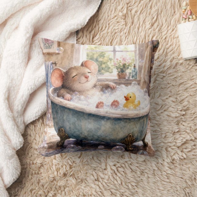 Coussin Souris prenant un bain moussant (Couverture)