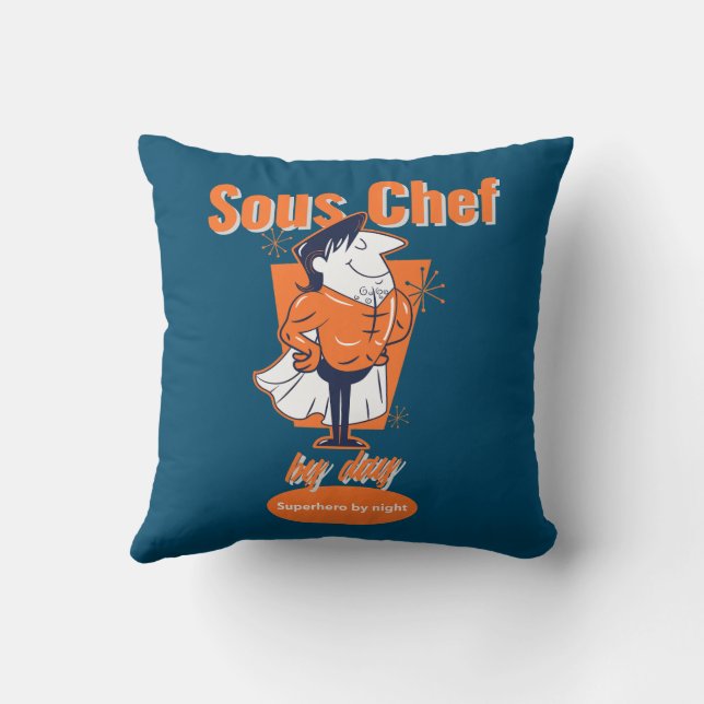 Coussin Sous Chef de jour, Superhero de nuit (Verso)