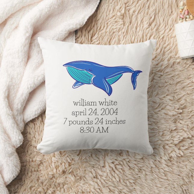Coussin Sous la baleine marine Statistiques de naissance p (Couverture)