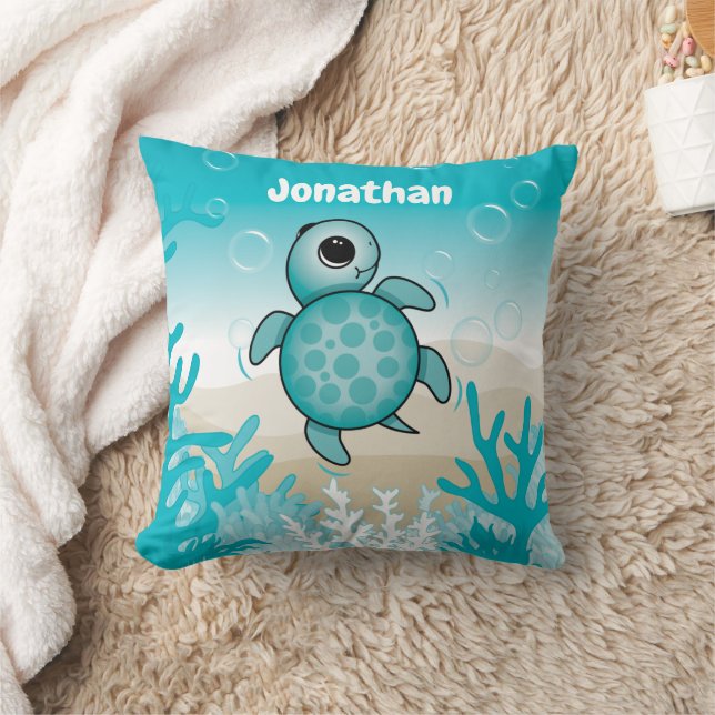 Coussin Sous la mer Baby Sea Turtle Jetez l'oreiller (Couverture)