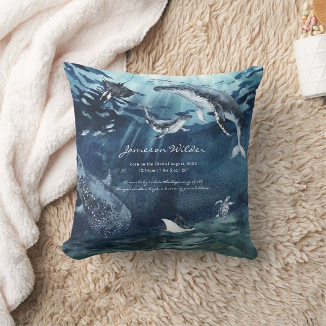 Coussin Sous la mer | Ocean Baby Birth Stats (Couverture)