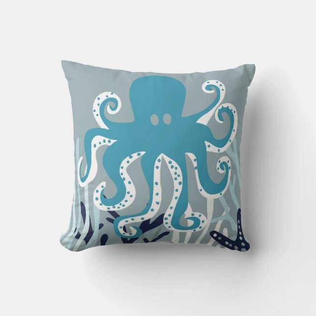 Coussin Sous la mer - poulpe (Recto)