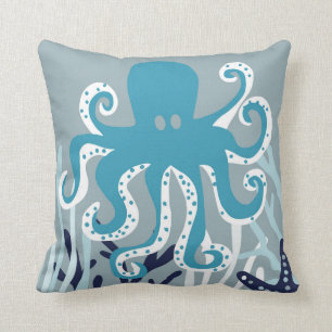 Coussin Sous la mer - poulpe