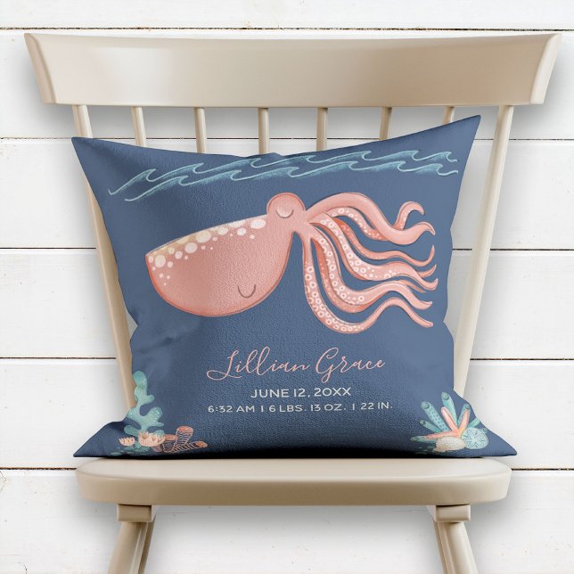 Coussin Sous le record de naissance de pieuvre de mer Jeu  (Créateur téléchargé)
