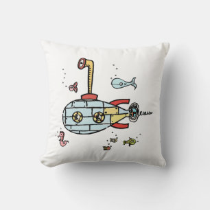 Coussin Sous-marin mignon rouge nautique arrière avec des 