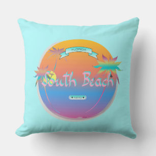 Coussin South Beach, Miami, Floride avec Palms
