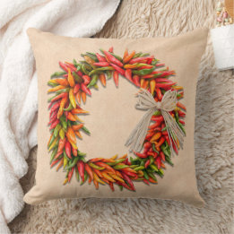 Coussin Southwest Colorful Chile Pepper Ristra Wreath