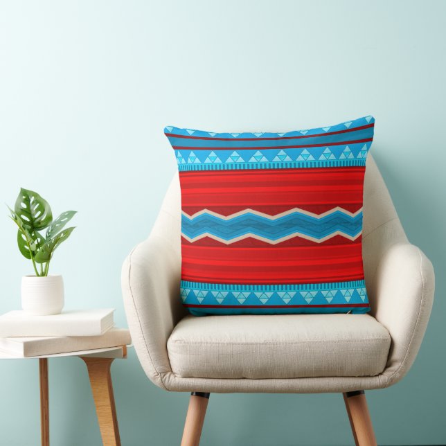 Coussin Southwest River Canyon Rouge et Turquoise 20in (Chaise)