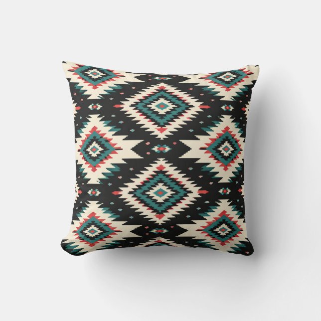 Coussin Southwestern Geometric Pattern Pillow  (Recto)