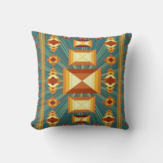 Coussin Southwestern Golden Sun Rays Design indien (Recto)