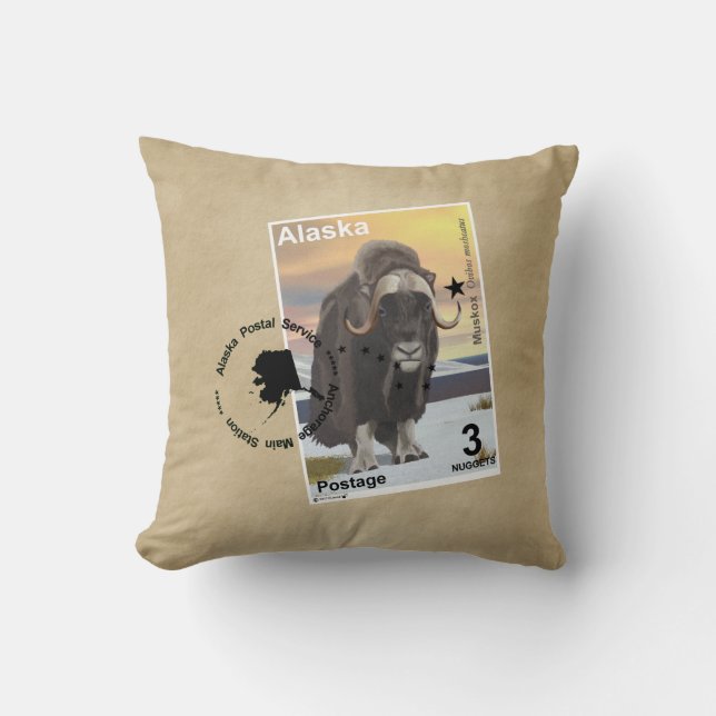 Coussin Souvenir du timbre de Muskox (Recto)