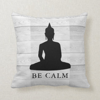 Coussin  Soyez calme Buddha Motivation Rustique du bois