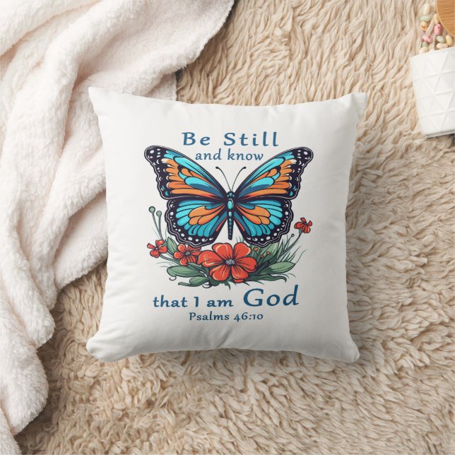 Coussin Soyez calme et sachez que je suis Dieu Bible Verse (Couverture)