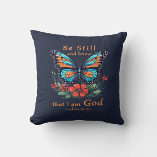 Coussin Soyez calme et sachez que je suis Dieu Bible Verse