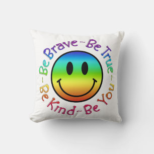 Coussin Soyez courageux Sourire Emoji Carré Jeu d'oreiller